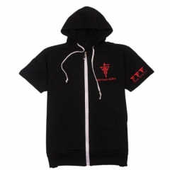 FFF Black Anime Short Sleeve Hoodie