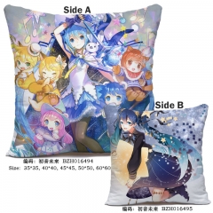 Hatsune Miku Japanese Popular Singer Cosplay Print Anime Soft Two Sides Pillow 45*45CM