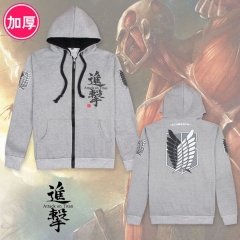 Attack On Titan Anime Thickening Gray Hoodie Sweater M L XL XXL XXXL