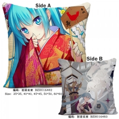 Hatsune Miku Japanese Popular Singer Cosplay Print Anime Soft Two Sides Pillow 45*45CM