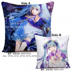 Hatsune Miku Japanese Popular Singer Cosplay Print Anime Soft Two Sides Pillow 45*45CM