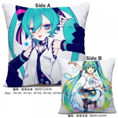 Hatsune Miku Japanese Popular Singer Cosplay Print Anime Soft Two Sides Pillow 45*45CM