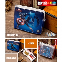 Super Hero Good Quality Captain America PU Purse Popular Wholesale Anime Short Button Wallet