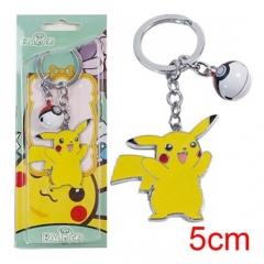 Pokemon Pikachu Pendant Keyring With Poké Ball Bells Cartoon Anime Alloy Keychain