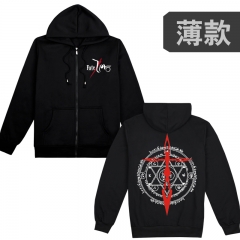 Fate Brand Fashion Cool Style Black Zipper Black With Hat Anime Hoodie