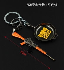 Playerunknown's Battlegrounds Fashion Good Quality Alloy Pendant AKM Assault Rifle Pan Anime Keychain 10CM