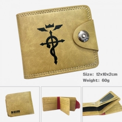 Fullmetal Alchemist Cartoon PU Purse Bi-fold Snap-fastener Wholesale Anime Leather Wallet 60g