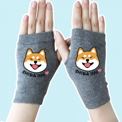 Doge Half Finger Gray Anime Warm Knitted Gloves 14*8CM