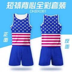 America Flag Design Soft Man Sports Cartoon Vest And Short Pants