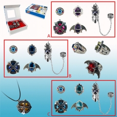 3 Colors Hitman Reborn Cosplay Cartoon Decoration Anime Necklace+Ring