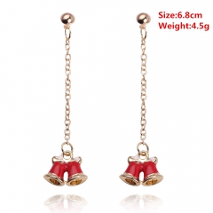 Popular Christmas Bell Gift Girls Kawaii  Antler Crystal Earring Red Fancy Earrings 10Pairs Per Set