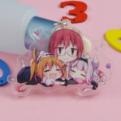 Kobayashi-san Chi no Maid Cosplay Cartoon Cute Keyring Acrylic Anime Keychain