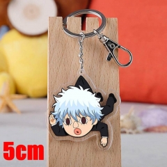 Gintama Sakata Gintoki Cartoon Pendant Key Ring Transparent Anime Acrylic Keychain