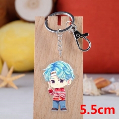 K-POP BTS Bulletproof Boy Scouts Cartoon Pendant Key Ring Transparent Anime Acrylic Keychain