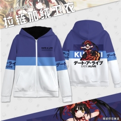 Date A Live Pattern Cartoon Hooded Hoodie Fashion Cosplay Print Anime Sweater Hooded Thick Zipper Hoodie