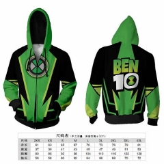 Ben10 Zipper Casual Printing Hooded Hoodie