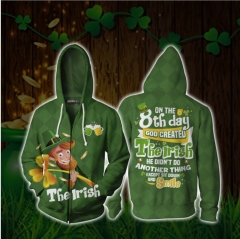 Saint Patrick Anime 3D Print Casual Zipper Hoodie