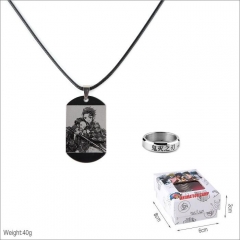 Demon Slayer: Kimetsu no Yaiba Cosplay Collection Alloy Anime Necklace and Ring Set