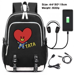 BT21 K-POP BTS Bulletproof Boy Scouts Anime Cosplay Cartoon Colorful USB Charging Backpack Bag