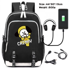 BT21 K-POP BTS Bulletproof Boy Scouts Anime Cosplay Cartoon Colorful USB Charging Backpack Bag