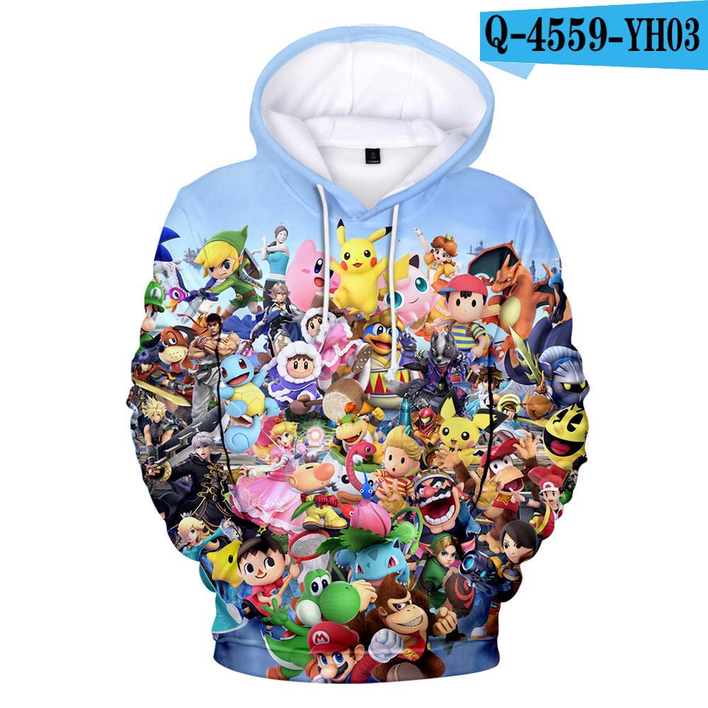 Super Smash Bros Game 3D Print Casual Hooded Hoodie For Kids And Adult