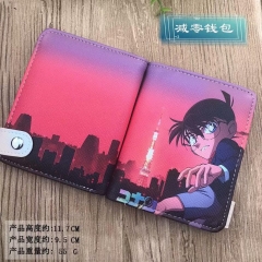 Detective Conan Cartoon Cosplay Purse PU Leather Anime Short Wallet