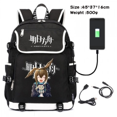 Arknights Anime Cosplay Cartoon Waterproof Canvas Colorful USB Charging Backpack Bag