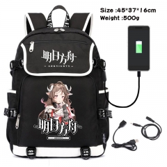 Arknights Anime Cosplay Cartoon Waterproof Canvas Colorful USB Charging Backpack Bag