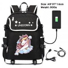 Unicorn Anime Cosplay Cartoon Waterproof Canvas Colorful USB Charging Backpack Bag