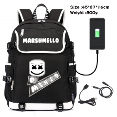 DJ Marshmello Anime Cosplay Cartoon Waterproof Canvas Colorful USB Charging Backpack Bag