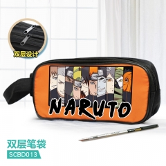 Naruto Cartoon Pattern Double Layer Nylon Waterproof Pencil Bag