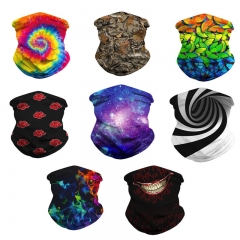 7 Styles Fashion Colorful 3D Pattern Polyester Anime Magic Turban+Face Mask