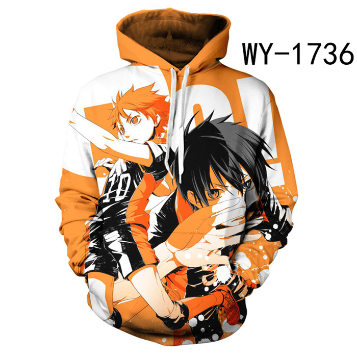 Haikyuu Color Printing Patch Pocket Hooded Anime Hoodie