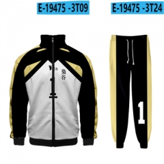 8 Styles Haikyuu Stand-up Collar Zipper Anime Hoodie+Trousers Long Pants (Set)