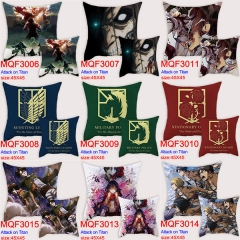 10 Styles Attack on Titan Cartoon Soft Pillow Two-sided Pillows 45*45cm