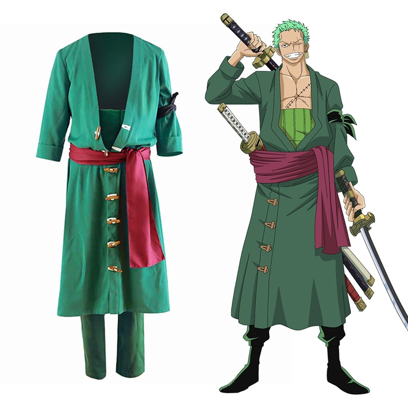 One Piece Roronoa Zoro Cartoon Character Cosplay Anime Costume (Set)