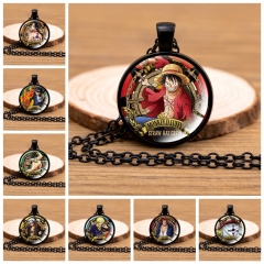 25 Styles One Piece Japanese Cartoon Glass Gem Design Anime Necklace