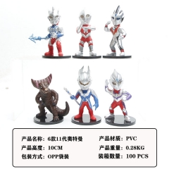 6pcs/set Ultraman 11 Generation Cosplay Cartoon Model Toy Statue Collection Anime Action Figure 10CM