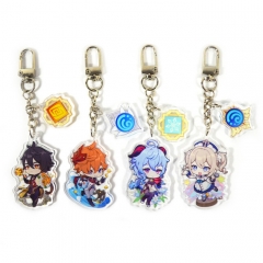 4 Styles Genshin Impact Cartoon Cosplay Decorative Anime Keychain