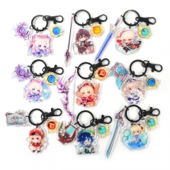 18 Styles Genshin Impact Cartoon Cosplay Decorative Anime Keychain