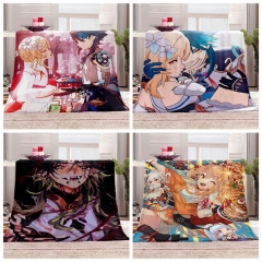 19 Styles 3 Sizes Genshin Impact Game Cartoon Designs Plush Flannel Blankets