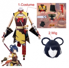 Genshin Impact Liyue Xiang Ling Game Cosplay Cartoon Dress Clothes Wig Anime Costume Set