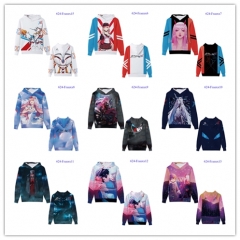 10 Styles DARLING in the FRANXX Cartoon Color Print Cosplay Anime Hoodies