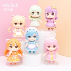 (6Pcs/Set) Macarons Color Princess Q Version Cartoon Character Model Toy Anime PVC Figure 10CM