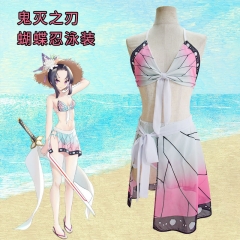 Demon Slayer: Kimetsu no Yaiba Kochou Shinobu Cartoon Character Cosplay  Swimwear Kimono Anime Costume Set For Adult