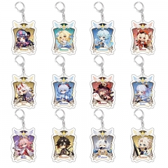 24 Styles Genshin Impact Cartoon Character Anime Acrylic Keychain