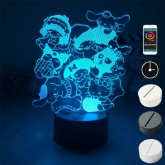 2 Different Bases Cinnamoroll Melody Kuromi Hello Kitty  Anime 3D Nightlight with Remote Control