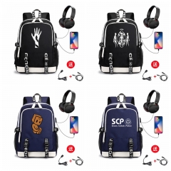 20 Styles SCP Special Containment Procedures Cosplay Anime USB Charging Laptop Backpack School Bag