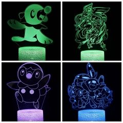 21 Styles 2 Different Bases Pokemon Anime 3D Nightlight with Remote Control