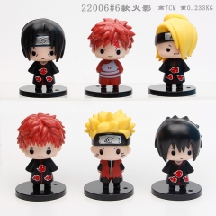 7CM 6PCS/SET Naruto Cartoon Character Anime PVC Figure Toy